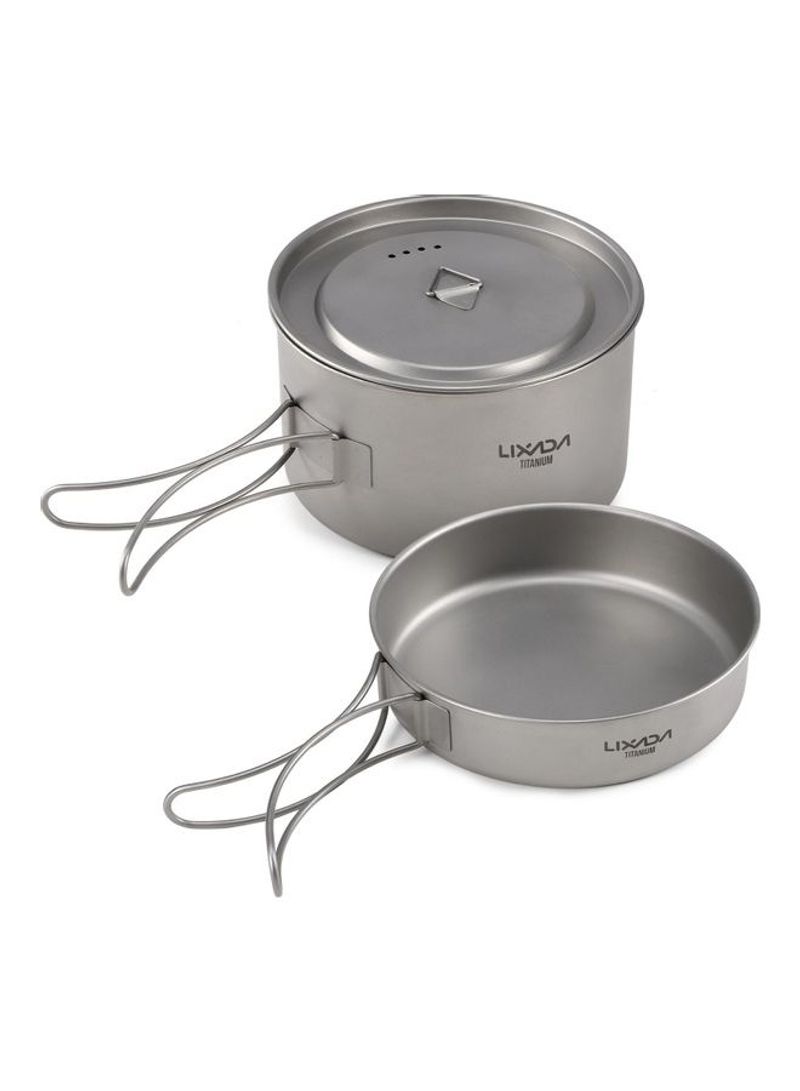2-Piece Camping Cookware Set with Foldable Handle 16.5 x 16.5 x 10cm