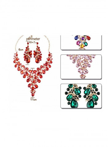 Alloy Crystal Studded Necklace And Earrings Sets
