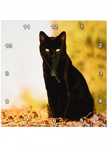 Black Cat Wall Clock Multicolour 10x10inch