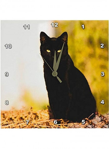 Black Cat Wall Clock Multicolour 10x10inch