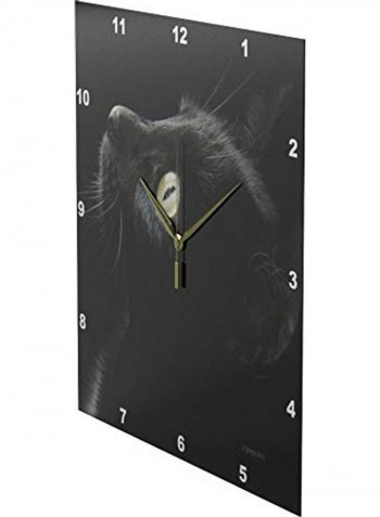 Cat Face Printed Wall Clock Black 13x13inch