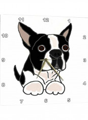 Cute Boston Terrier Puppy Dog Wall Clock Multicolour 10x10inch