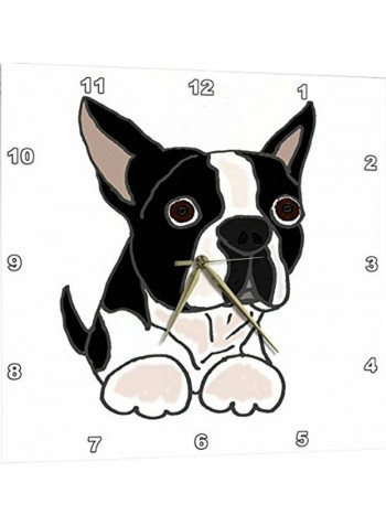 Cute Boston Terrier Puppy Dog Wall Clock Multicolour 10x10inch