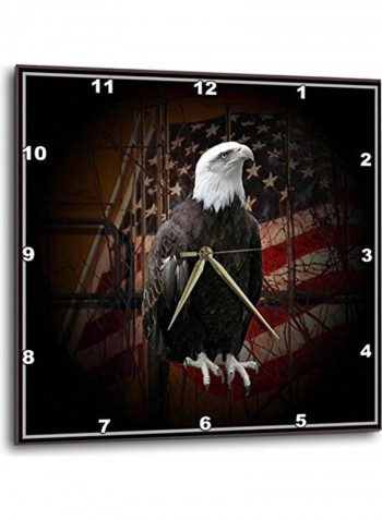 Eagle With American Flag Wall Clock Multicolour 10x10inch