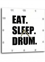 Eat Sleep Drum Printed Analog Wall Clock White/Black 10x10x0.1inch