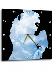 Michigan Climbers Shows Two People Rock Climbing  Silhouette Wall Clock Multicolour 10x10inch