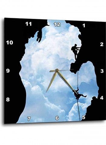 Michigan Climbers Shows Two People Rock Climbing  Silhouette Wall Clock Multicolour 10x10inch