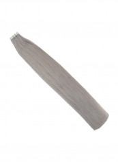 10-Piece Straight Seamless Adhesive Human Hair Extension Grey 18inch