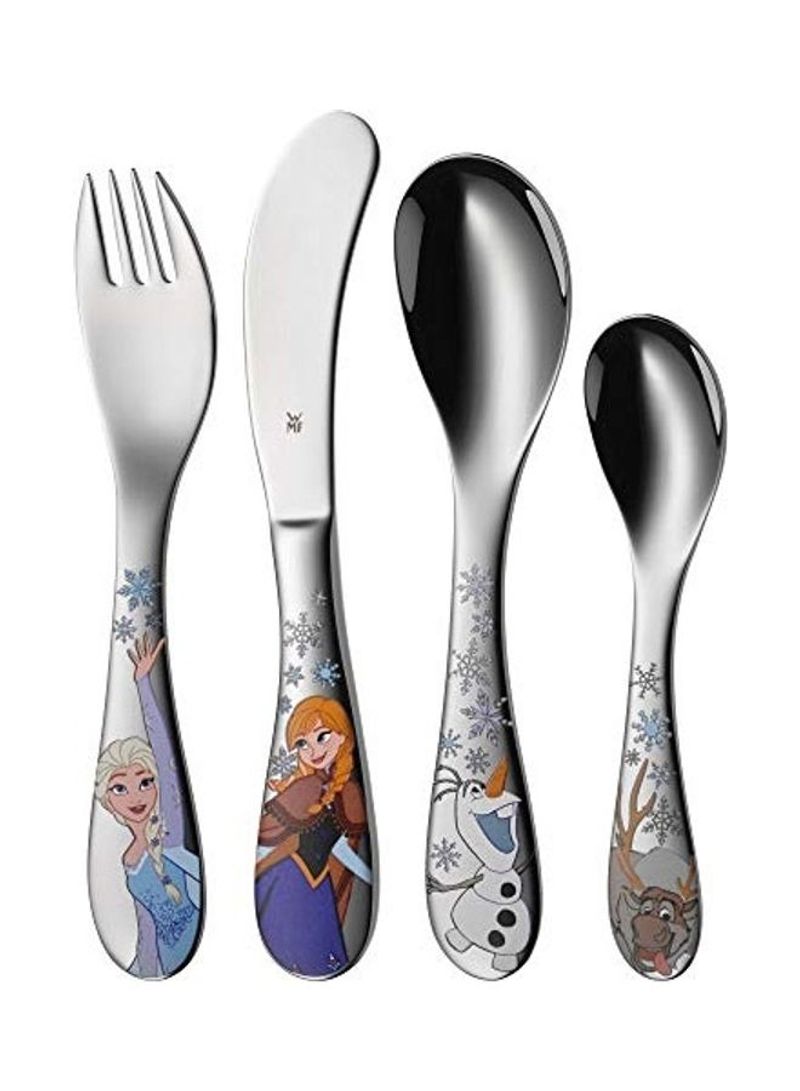 4-Piece Frozen Knife With Fork And Spoons Silver/Blue/Orange