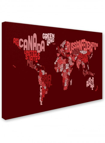 World Text Map 3 Canvas Wall Art Multicolour 14 x 19inch