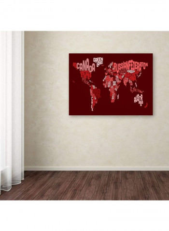 World Text Map 3 Canvas Wall Art Multicolour 14 x 19inch
