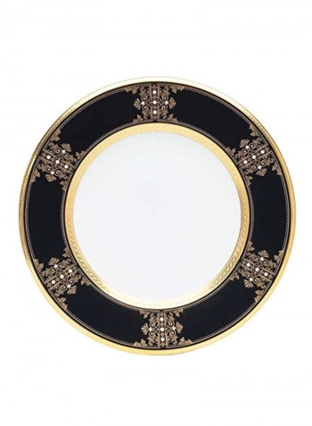 Evening Majesty Dinner Plate White/Black/Gold 12x12x2.8inch
