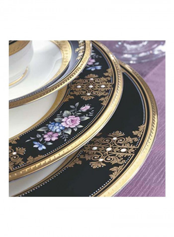 Evening Majesty Dinner Plate White/Black/Gold 12x12x2.8inch