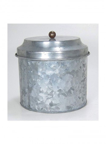 3-Piece Metal Lidded Tin Canister Set Silver