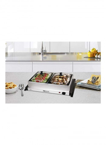 Stainless Steel Buffet Trays With Slotted Lids Silver 17x18.5x5inch
