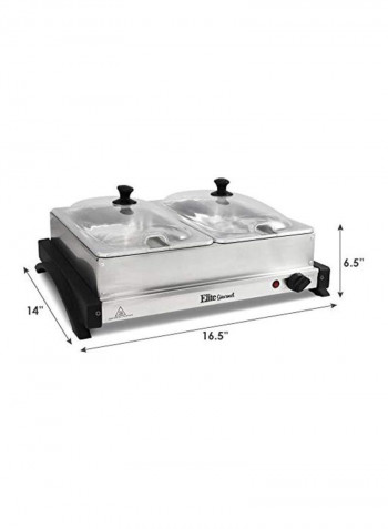 Stainless Steel Buffet Trays With Slotted Lids Silver 17x18.5x5inch