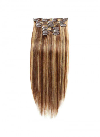 7-Piece Medium Straight Clip-in Human Hair Extension #4/27 Medium brown/Dark Blonde 16inch