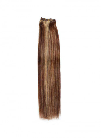 7-Piece Medium Straight Clip-in Human Hair Extension #4/27 Medium brown/Dark Blonde 16inch
