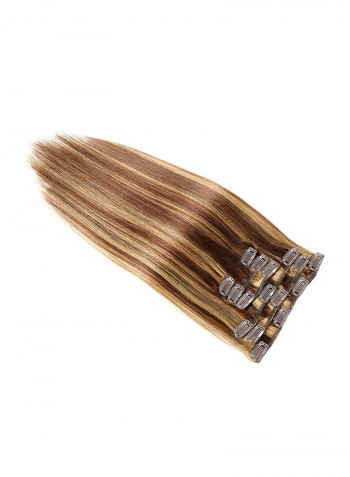 7-Piece Medium Straight Clip-in Human Hair Extension #4/27 Medium brown/Dark Blonde 16inch