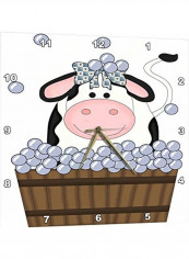 Cute Cow In A Bath Tub Printed Wall Clock Multicolour 10x10x0.1inch