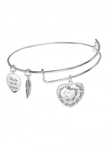 925 Sterling Silver Quote Engraved Charm Bracelet