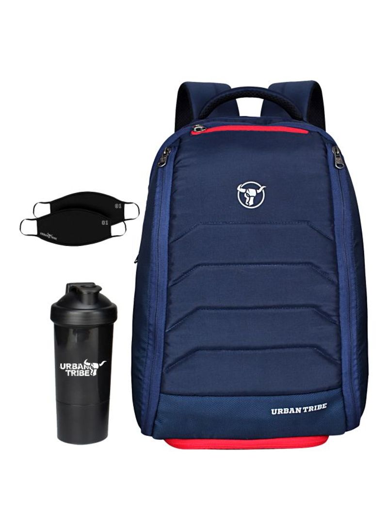 FitPack Pro Backpack With Gym Shaker And Mask Set 35L Navy Blue
