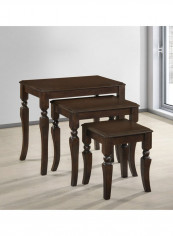 3-Piece Cooper Nesting Table Brown 130.5x100.5x135.4cm