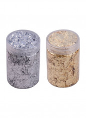 Pack Of 2 Imitation Foil Flakes Gold/Silver