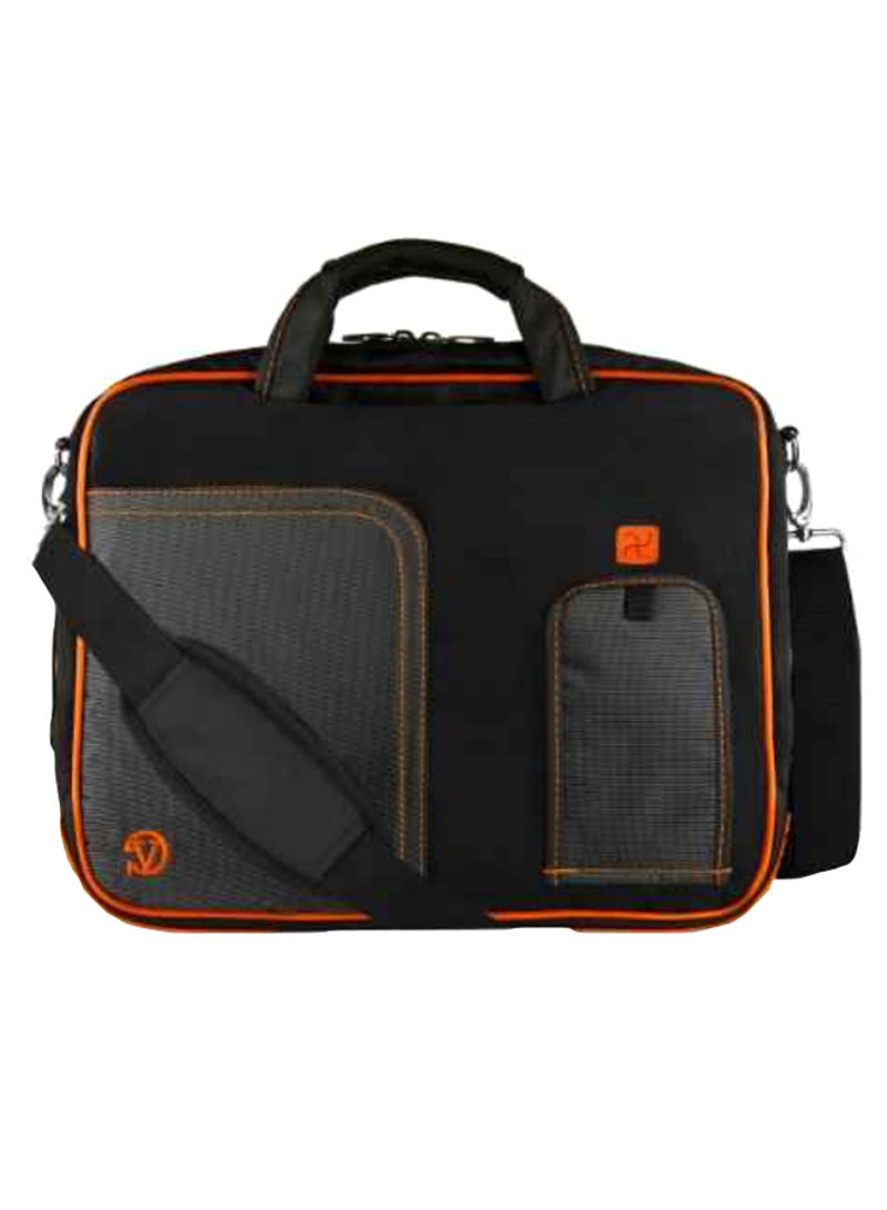 Protective Carrying Messenger Bag For 14-Inch Laptop Black/Orange