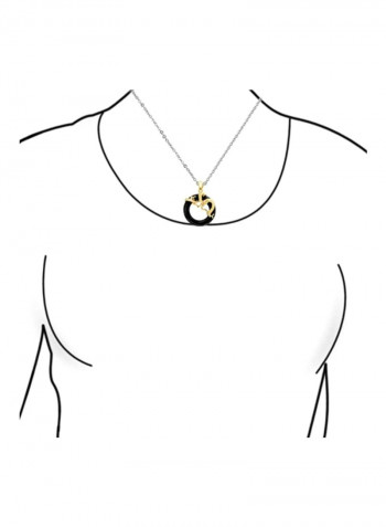 925 Sterling Silver 14-Karat Gold Plated Black Onyx Dragon Pendant Necklace
