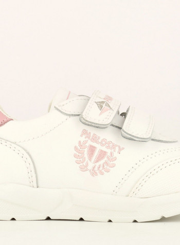 Brand Embroidered Velcro Sneakers White