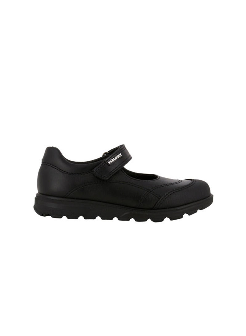 Leather Hook And Loop Shoes Black
