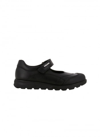Leather Hook And Loop Shoes أسود