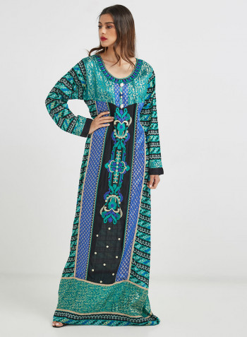 جلابية تقليدية برقبة واسعة Blue / Green