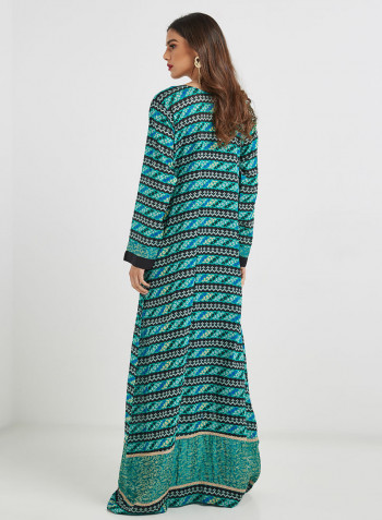 جلابية تقليدية برقبة واسعة Blue / Green