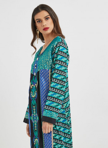جلابية تقليدية برقبة واسعة Blue / Green