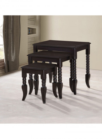 3-Piece Zalika Nesting Table Dark Brown 130.5x100.5x135.4cm