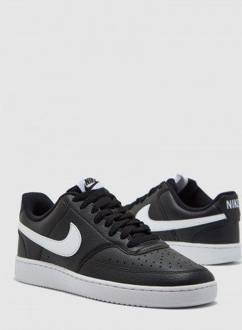 Court Vision Lace Up Low Top Sneakers Black/White