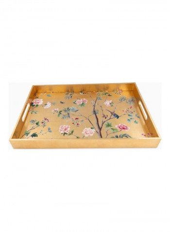 Floral Rectangle Antique Tray Multicolour 45 x 30 x 4.5cm