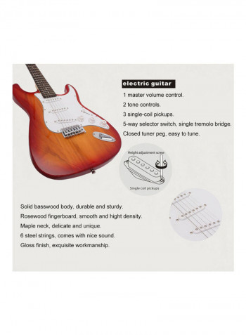 ST Electric Guitar Basswood Body Rosewood Fingerboard with Gig Bag Picks Strap