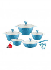 17-Piece Saving Energy Granite Cookware Set Blue/White