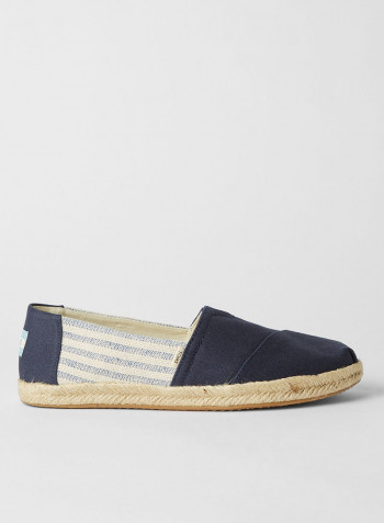 Ive League Stripe Printed Side Panels Espadrilles Navy