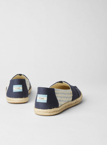 Ive League Stripe Printed Side Panels Espadrilles Navy