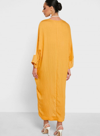 Pocket Detail Knitted Dress Yellow/White