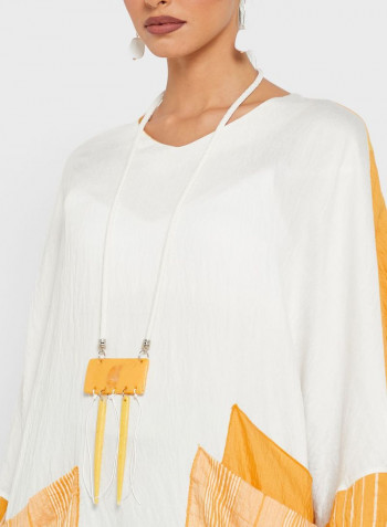 Pocket Detail Knitted Dress Yellow/White