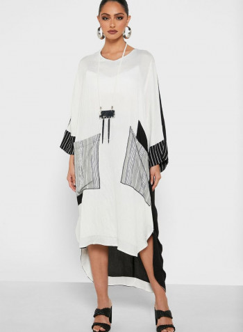 Pocket Detail Knitted Dress Black/White