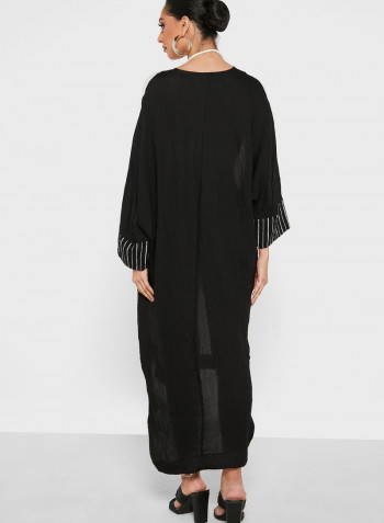 Pocket Detail Knitted Dress Black/White