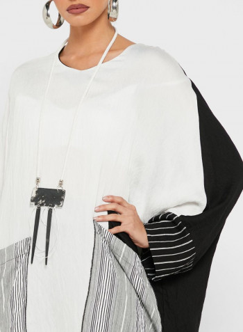 Pocket Detail Knitted Dress Black/White