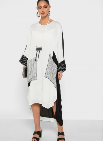 Pocket Detail Knitted Dress Black/White