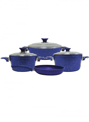 18-Piece Granite Cookware Set With Service Set Blue 9.5kg